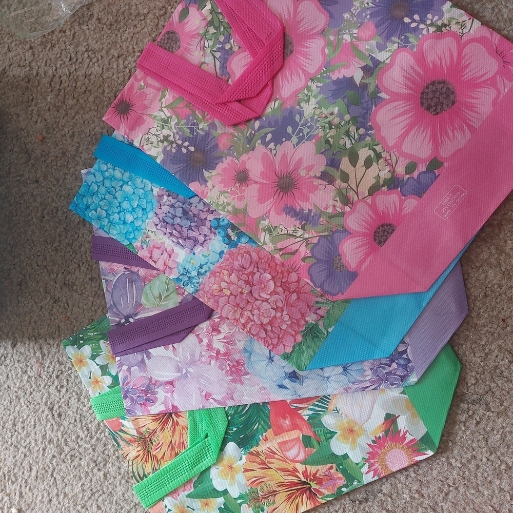 Floral Reusable Tote Bags Set